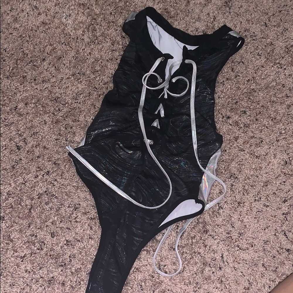 Rave holographic swirl bodysuit